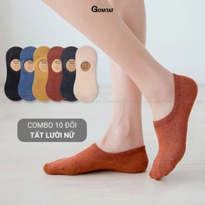 Combo 10 đôi tất nữ đi giày lười mùa hè GOMTAT, có đệm chống tuột gót, chất liệu cotton - MIA-2006