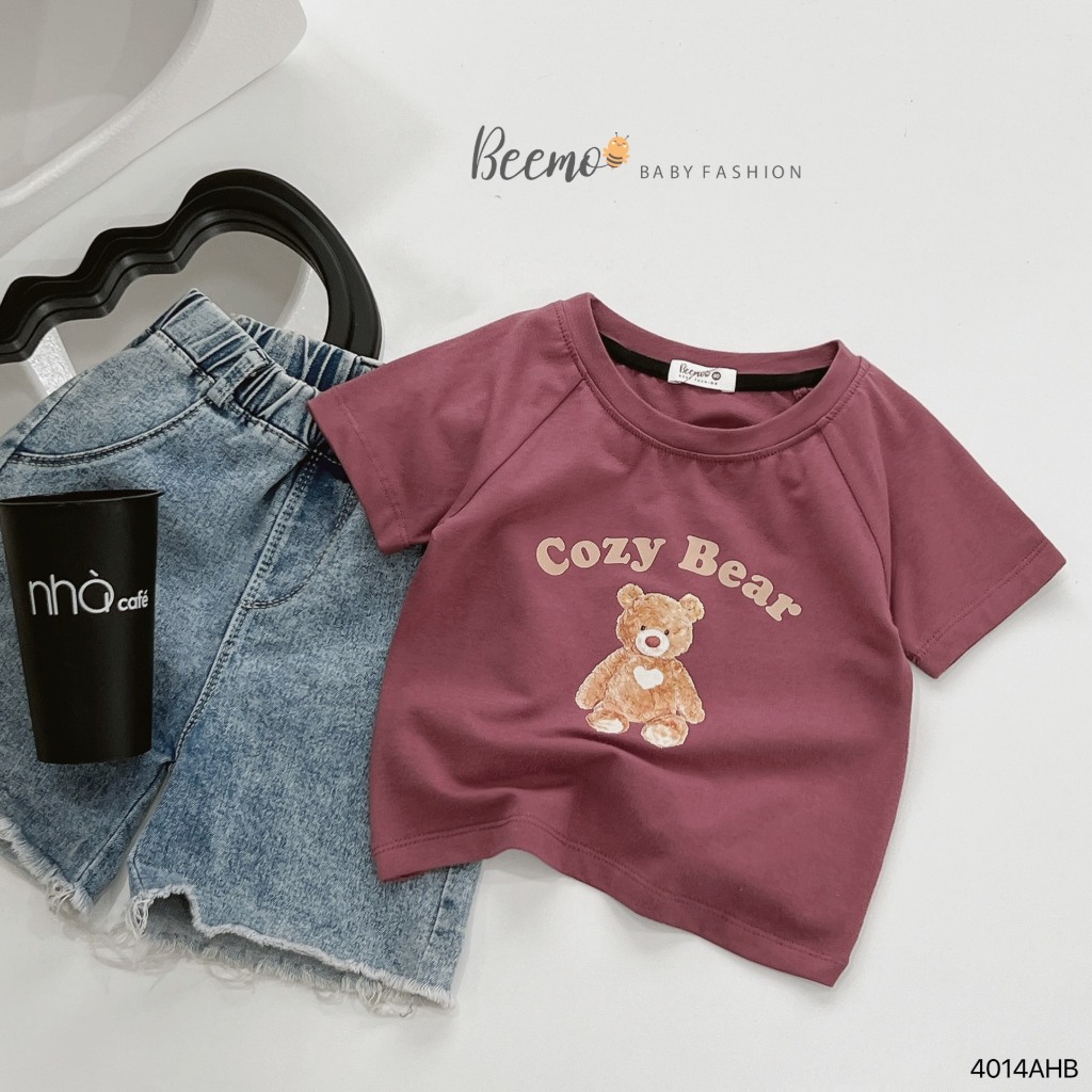 Áo phông unisex in hoạ tiết cho bé, áo thun cổ tròn unisex bé trai bé gái cotton mềm mát