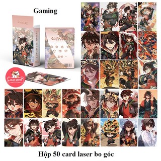[SẴN] Gaming / Genshin Impact | Hộp thẻ card laser 50 tấm (mới)  lomo lomocard card ánh laser