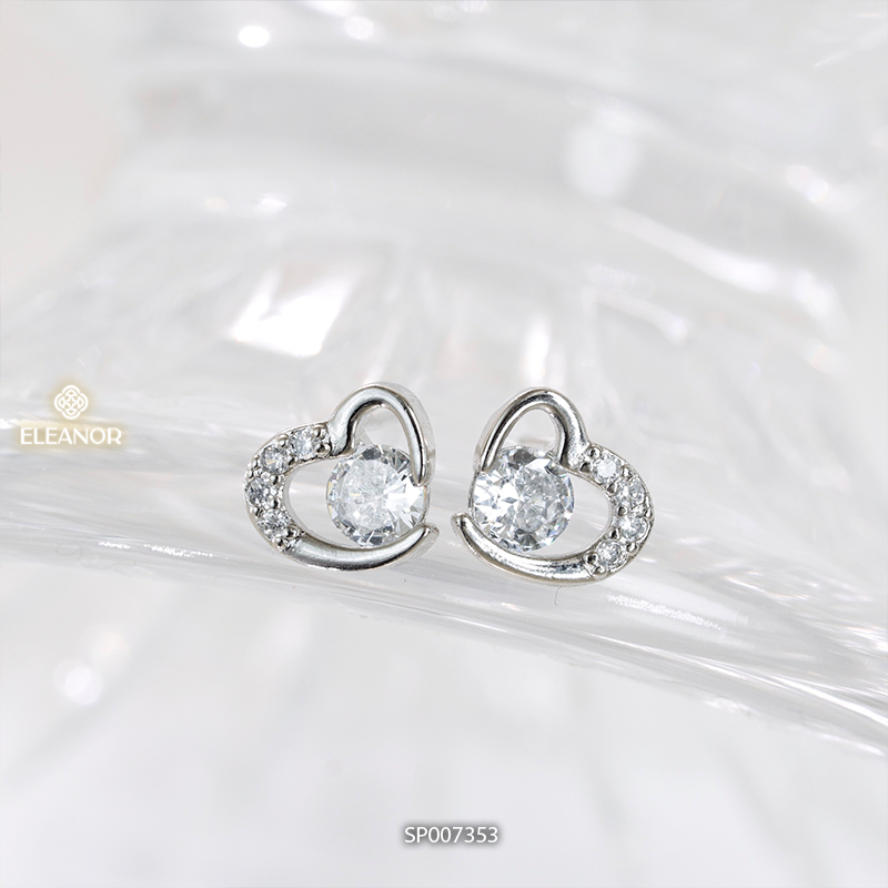 Bông tai nữ chuôi bạc 925 Eleanor Accessories hình trái tim phụ kiện trang sức khuyên tai 7353