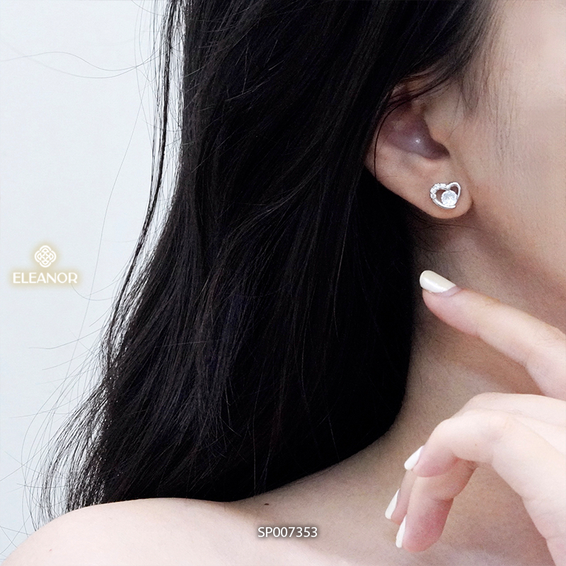 Bông tai nữ chuôi bạc 925 Eleanor Accessories hình trái tim phụ kiện trang sức khuyên tai 7353
