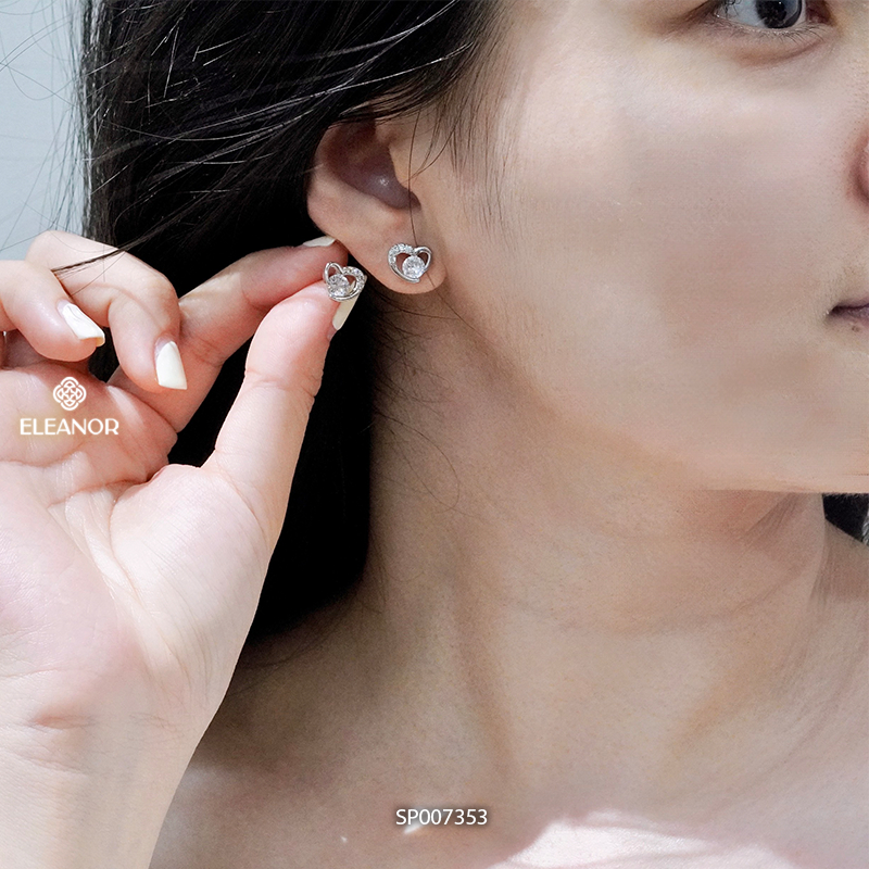 Bông tai nữ chuôi bạc 925 Eleanor Accessories hình trái tim phụ kiện trang sức khuyên tai 7353