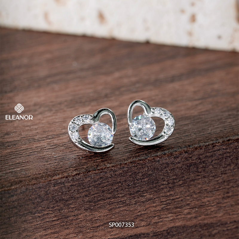 Bông tai nữ chuôi bạc 925 Eleanor Accessories hình trái tim phụ kiện trang sức khuyên tai 7353