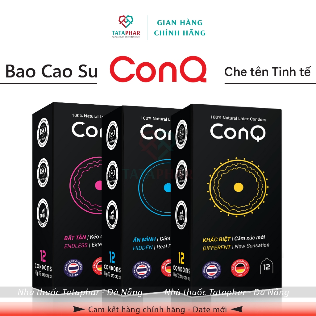 Bao cao su siêu mỏng CONQ - Co giãn linh hoạt, Size 52mm - Đủ mẫu ...