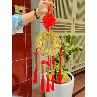 Đồng Xu Chiêu Tai Trân Trạch Cỡ Đại bằng đồng xâu dây tiền ngũ đế phong thủy tài lộc