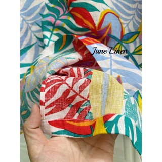 [JUNE LINEN] Đầm sát nách cổ tròn LINEN TƯNG PREMIUM họa tiết có lót. Ảnh thật. D08