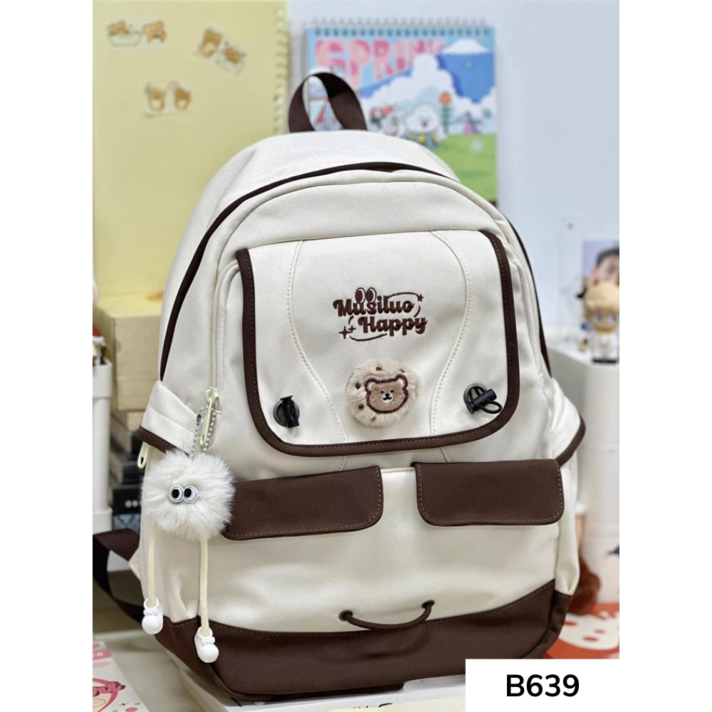Balo đi học thời trang, cá tính phong cách unisex dành cho nam và nữ MUSILUO HAPPY B639