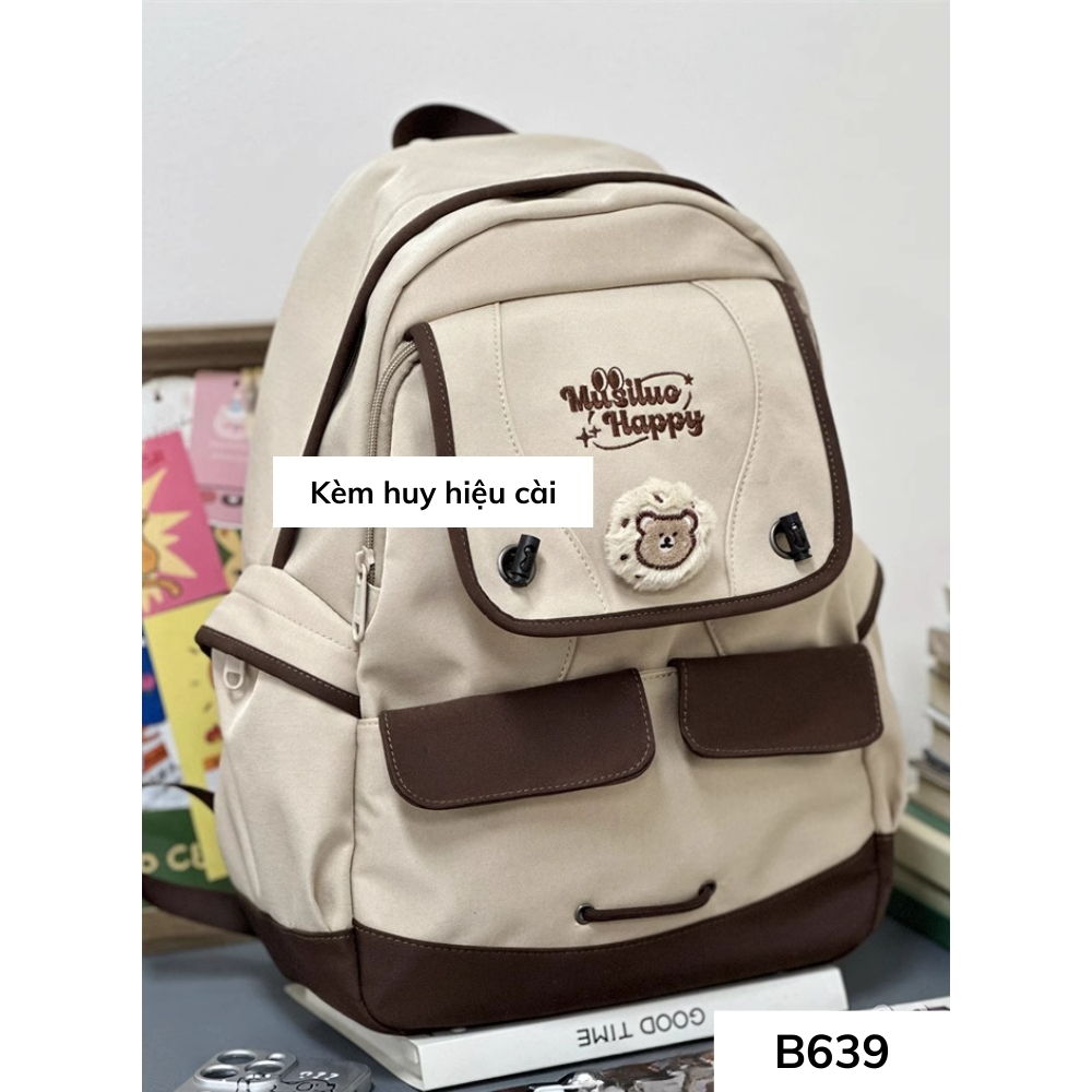 Balo đi học thời trang, cá tính phong cách unisex dành cho nam và nữ MUSILUO HAPPY B639