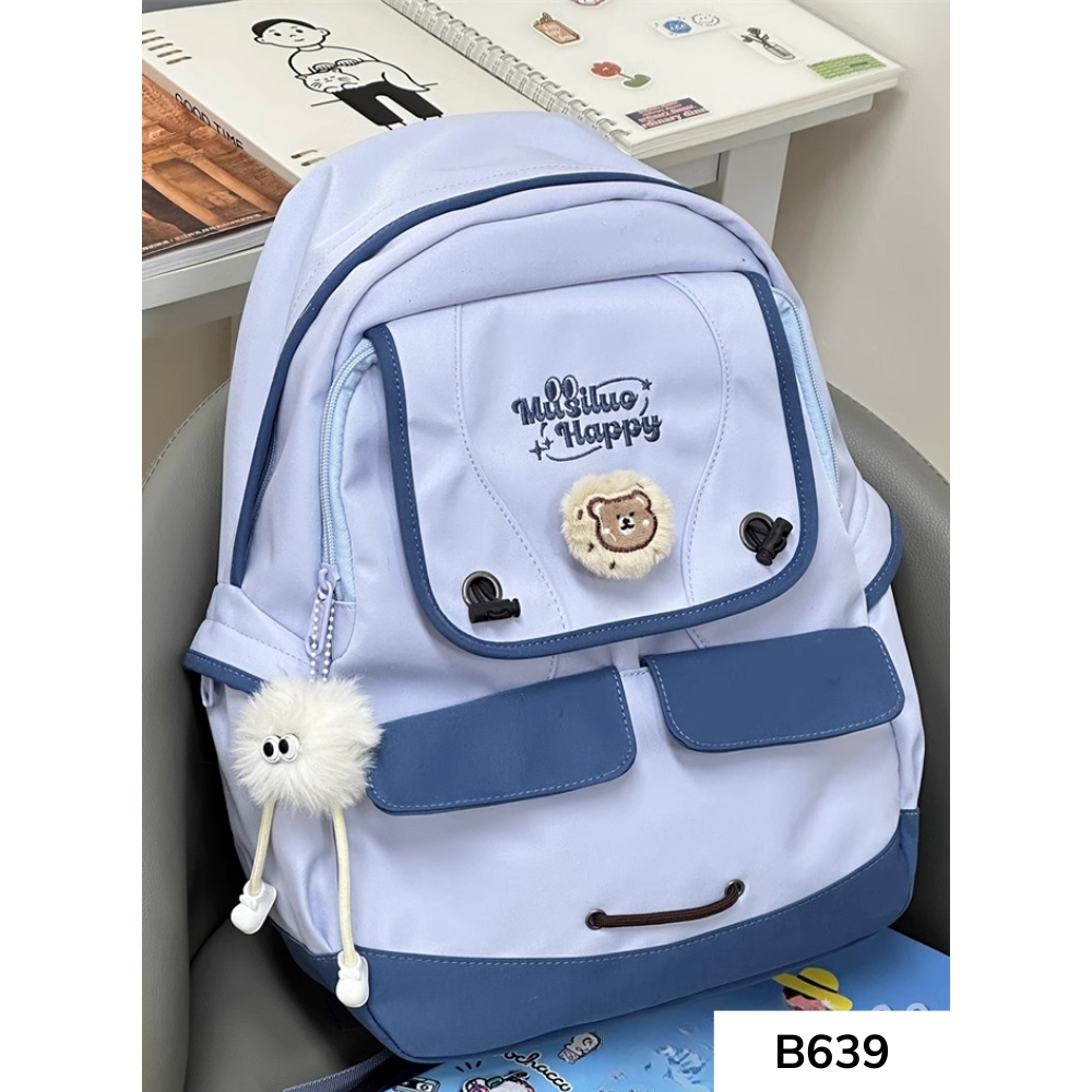 Balo đi học thời trang, cá tính phong cách unisex dành cho nam và nữ MUSILUO HAPPY B639