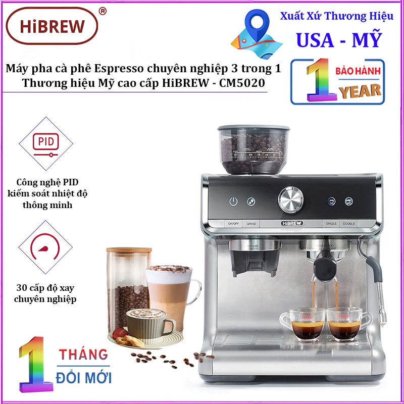 Máy pha cà phê Espresso chuyên nghiệp trong 1, thương hiệu Mỹ