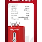 Máy Xay Sinh Tố Cầm Tay Không Dây Đa Năng Lazychef LC-01ST 3i﻿n1 450ml - Máy Xay Tích Điện, Xay Đá Bào, Xay Smoothii — ảnh 7