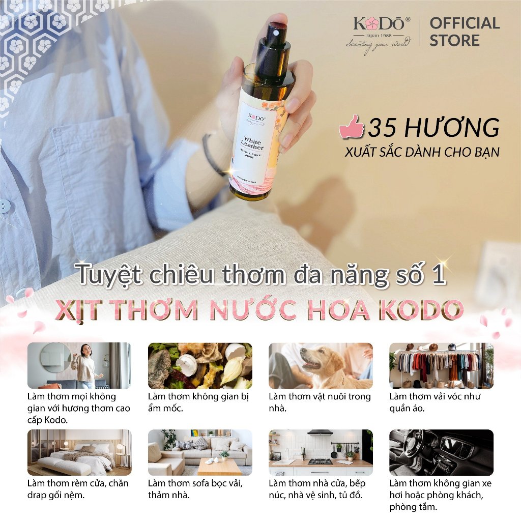 Ảnh Xịt Nước Hoa Đa Năng, Xịt Thơm Phòng, Quần Áo, Vải, Body Mist Hương Nước Hoa KODO Chai 100ml Tiện Lợi 2