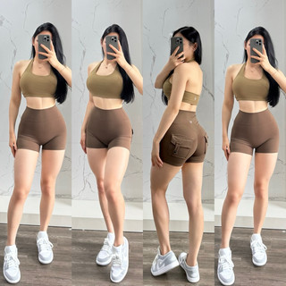 Quần Đùi Tập Thể Thao Box Short Onfit Quần Túi Hộp Mông Co Giãn 4 Chiều Cho Nữ Tập Gym Yoga Thể Thao QUS24003