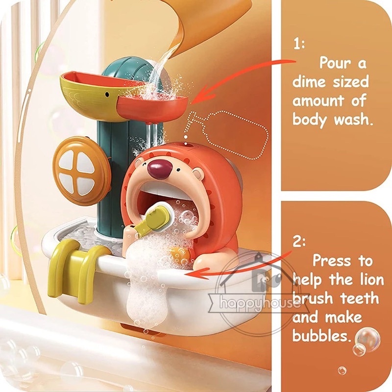 Đồ Chơi Nhà Tắm Thác Nước Sư Tử Cho Bé Sư Tử Đánh Răng Tạo Bọt Xà Phòng Thỏi Bong Bóng Xà Phòng - Đồ Chơi Cho Bé PUKAPI
