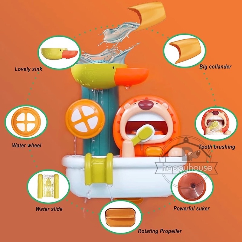 Đồ Chơi Nhà Tắm Thác Nước Sư Tử Cho Bé Sư Tử Đánh Răng Tạo Bọt Xà Phòng Thỏi Bong Bóng Xà Phòng - Đồ Chơi Cho Bé PUKAPI