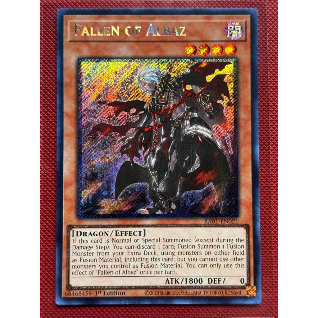 RA01-EN021 1st Edition Yu-Gi-Oh! 'Fallen Of Albaz' Quarter Century Secret  Rare Card - RA01-EN021 - 1st Edition YuGiOh Card