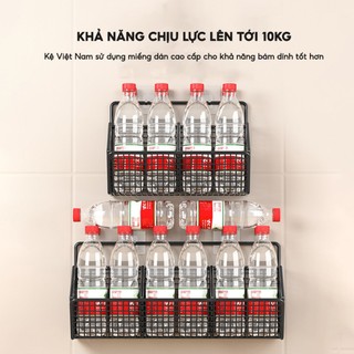 Kệ Đựng Gia Vị Dán Tường Không Khoan Đục, Giỏ Đựng Hành Tỏi Đồ Dùng Nhà Bếp Thép Sơn Chống Rỉ