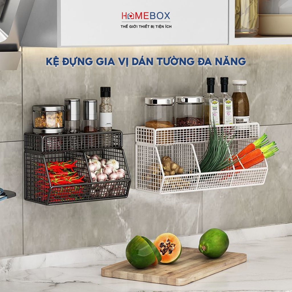 Kệ Đựng Gia Vị Dán Tường Không Khoan Đục - Hình ảnh thực tế