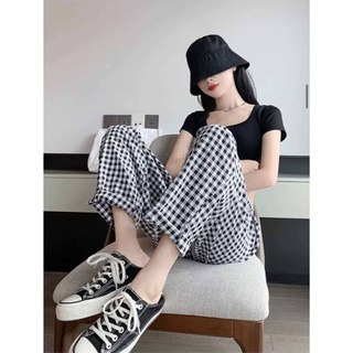 [🔥 GIẢM MẠNH 🔥] Quần baggy kẻ KARO ống rộng Phối Viền nữ nam có đủ size dáng rộng ống suông cạp cao full 5 màu - DTB SSL