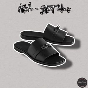 ⚡️[Hight Quality] Dép Quai Ngang HM Sừng Trâu Gabriel Sandal - Da Sần Phối Tag Đen Cao Cấp - Hàng Loại 1 Full Box