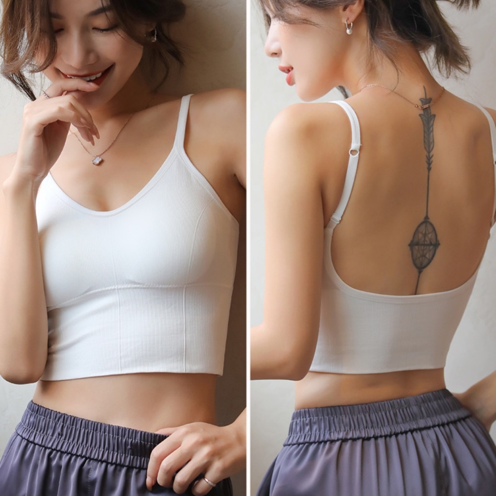 Áo 2 Dây Áo Ba Lỗ Nữ Có Đệm Mút Cotton Co Giãn Dùng Làm Đồ Đi Biển Tập Gym LA027