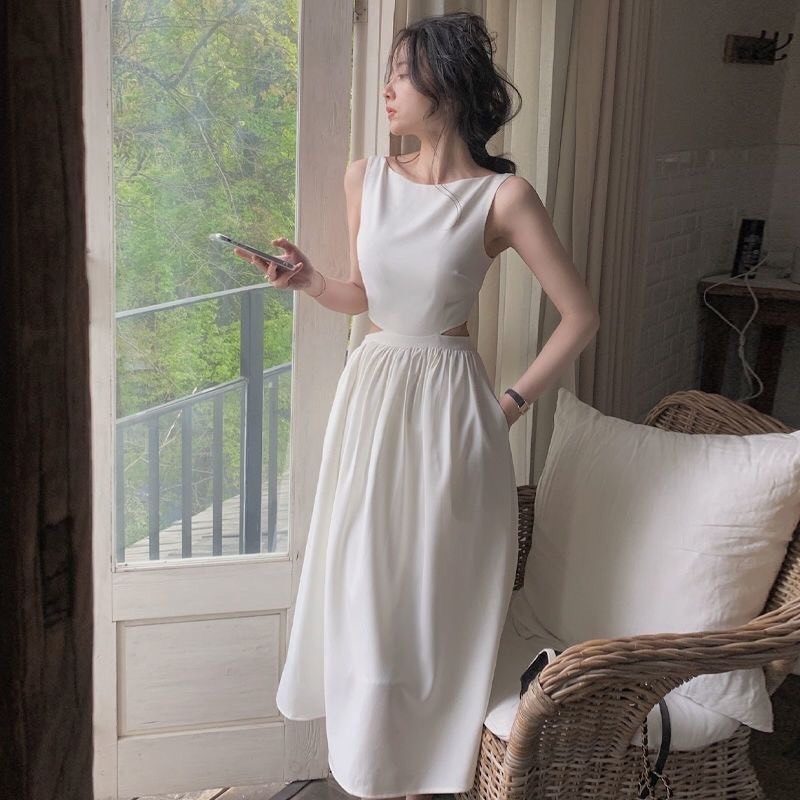 Váy đầm mùa hè dáng dài khoét eo tôn dáng, đầm maxi đi biển đi tiệc phong cách Pháp hottrend MT33 SP145