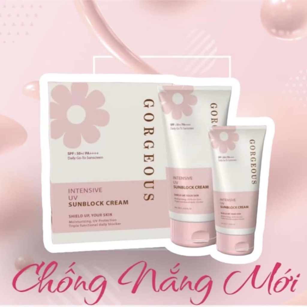(MUA 1 TẶNG 1) Set kem chống nắng nâng tone GORGEOUS 100g tặng tuýp kem 40g, chống nắng hoàn hảo, giữ ẩm dưỡng trắng da.