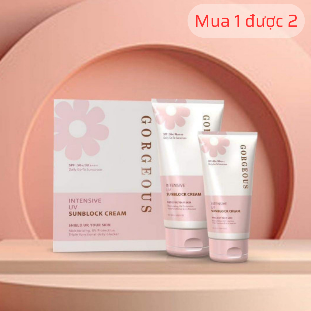 (MUA 1 TẶNG 1) Set kem chống nắng nâng tone GORGEOUS 100g tặng tuýp kem 40g, chống nắng hoàn hảo, giữ ẩm dưỡng trắng da.
