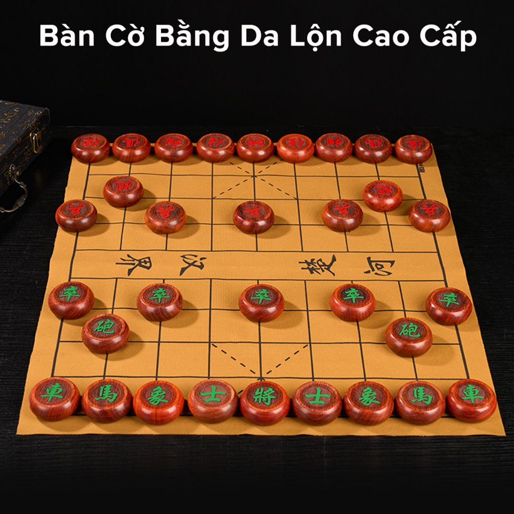 Ảnh Cờ Tướng Gỗ Sồi Quân Cờ 4.8cm - Bàn Cờ Tướng Vải Da Lộn + Hộp Đựng Cờ Làm Quà Tặng Cao Cấp Chính Hãng Amalife - Mã VIP01 2