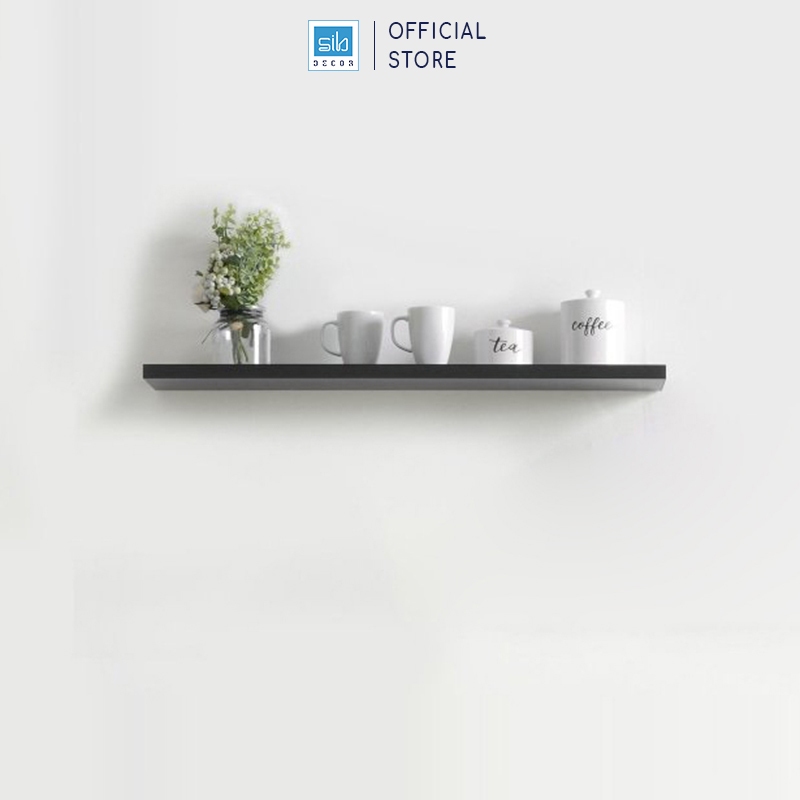 Ảnh Kệ Gỗ Treo Tường Dài 20cm Đến 50cm, Trang Trí Decor Phòng Khách Màu Đen Gân Nổi SIB Decor 2