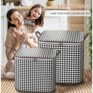 Túi Đựng Chăn Màn Quần Áo 100L (LOẠI 1) DẦY . Túi Đựng Quần Áo Gối Mền 100L Có Nắp Dây Kéo 2 Chiều KẺ SỌC CARO 100L