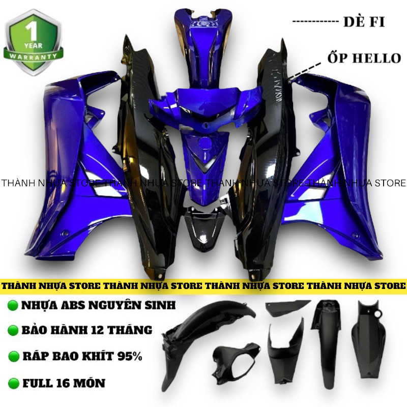 [NEW] Dàn áo Sirius Xanh Dương GP phối Đen Ốp Sihello Dè Fi (Xem mô tả)