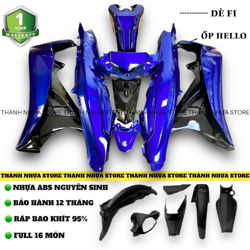 [NEW] Dàn áo Sirius Xanh Dương GP phối Đen Ốp Sihello Dè Fi (Xem mô tả)