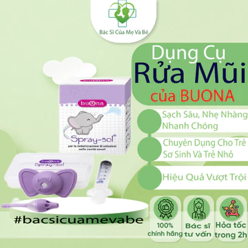 Buona Spray Sol - Bộ dụng cụ xịt rửa mũi tai voi chuyên dụng cho trẻ em