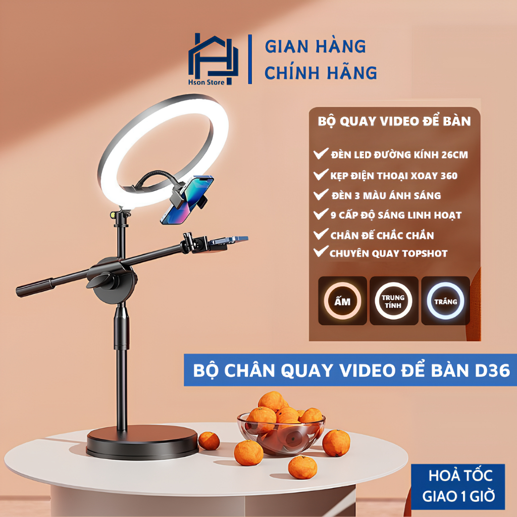 Bộ quay video để bàn chính hãng ,Đèn Live kèm giá đỡ 360 tiện lợi hỗ trợ quay video -Chân quay chụp ảnh chắc chắn tiện l