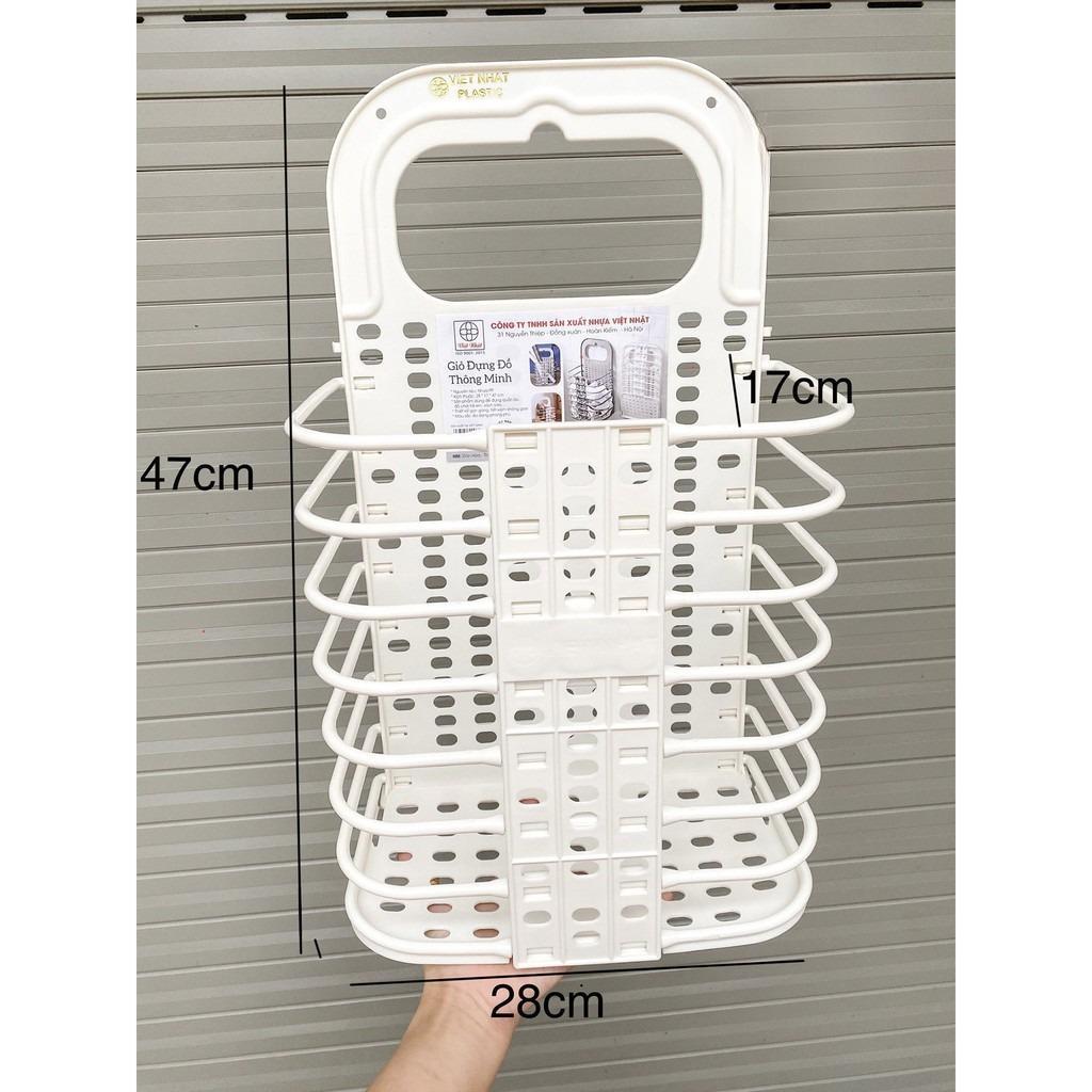 Sọt Đựng Quần Áo Thông Minh Bằng Nhựa Gấp Gọn 3379 tặng kèm móc treo dính tường