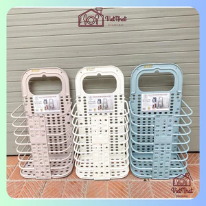 Sọt Đựng Quần Áo Thông Minh Bằng Nhựa Gấp Gọn 3379 tặng kèm móc treo dính tường