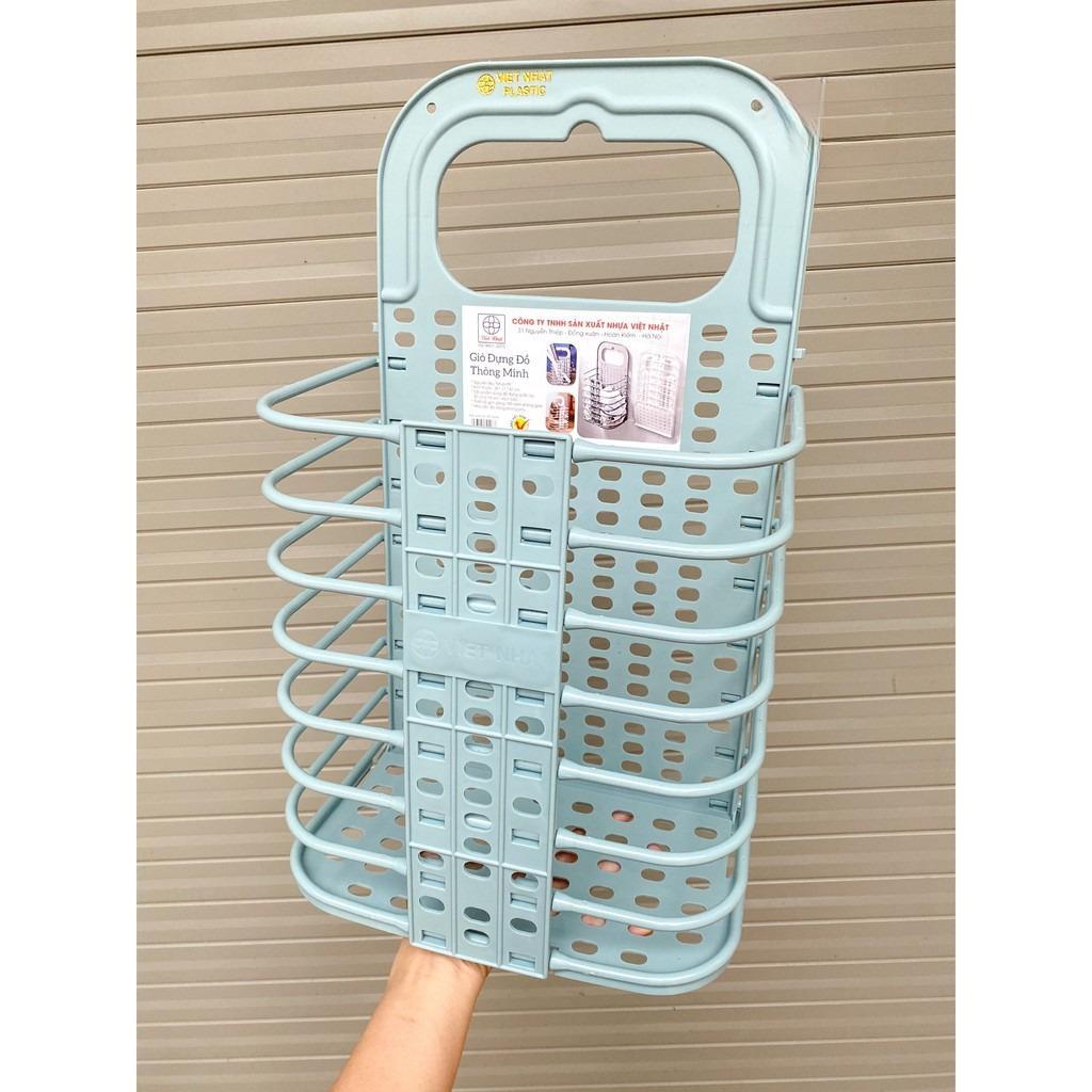 Sọt Đựng Quần Áo Thông Minh Bằng Nhựa Gấp Gọn 3379 tặng kèm móc treo dính tường