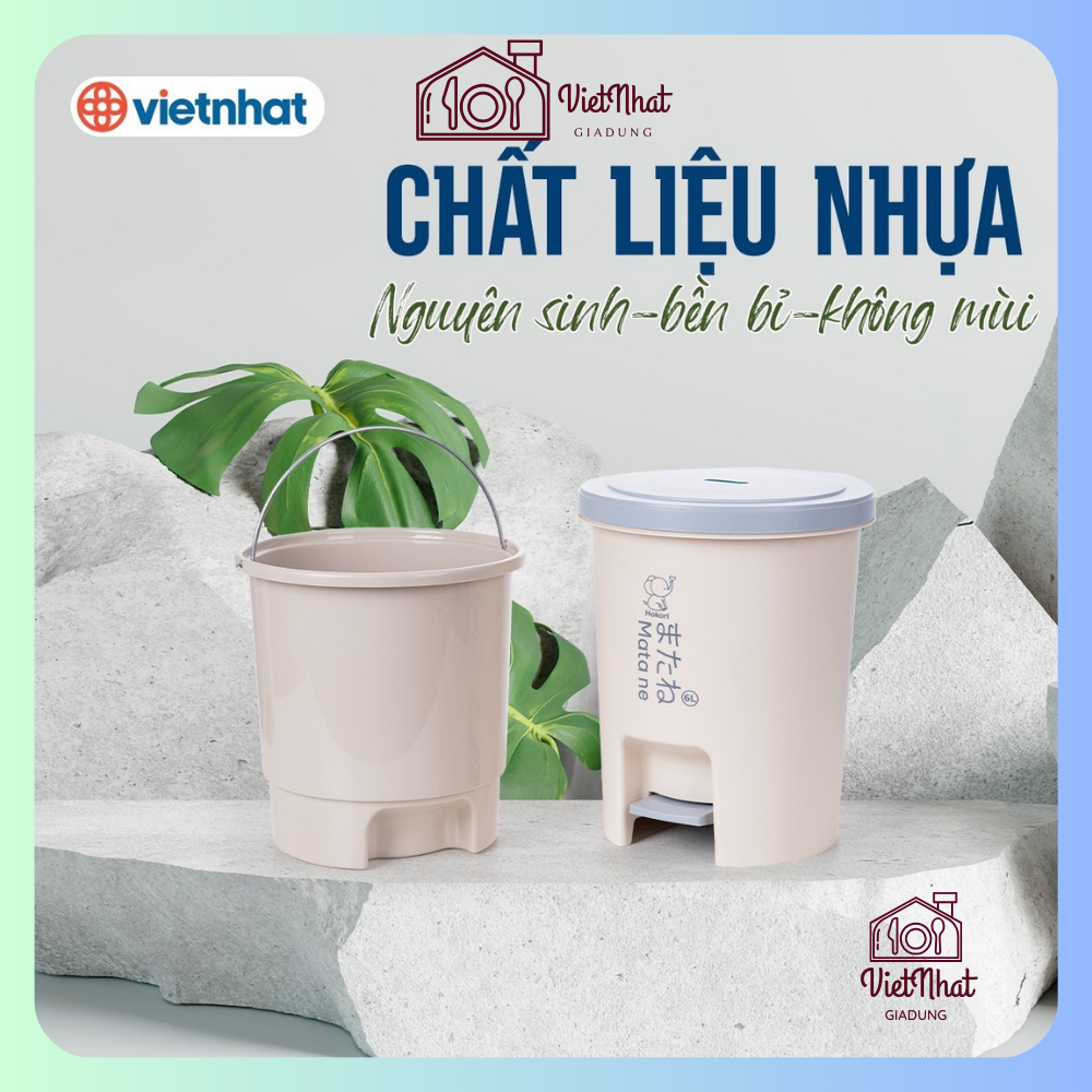 Thùng rác tròn 6L Hokori 8068, Thùng rác phòng khách Việt Nhật cao cấp
