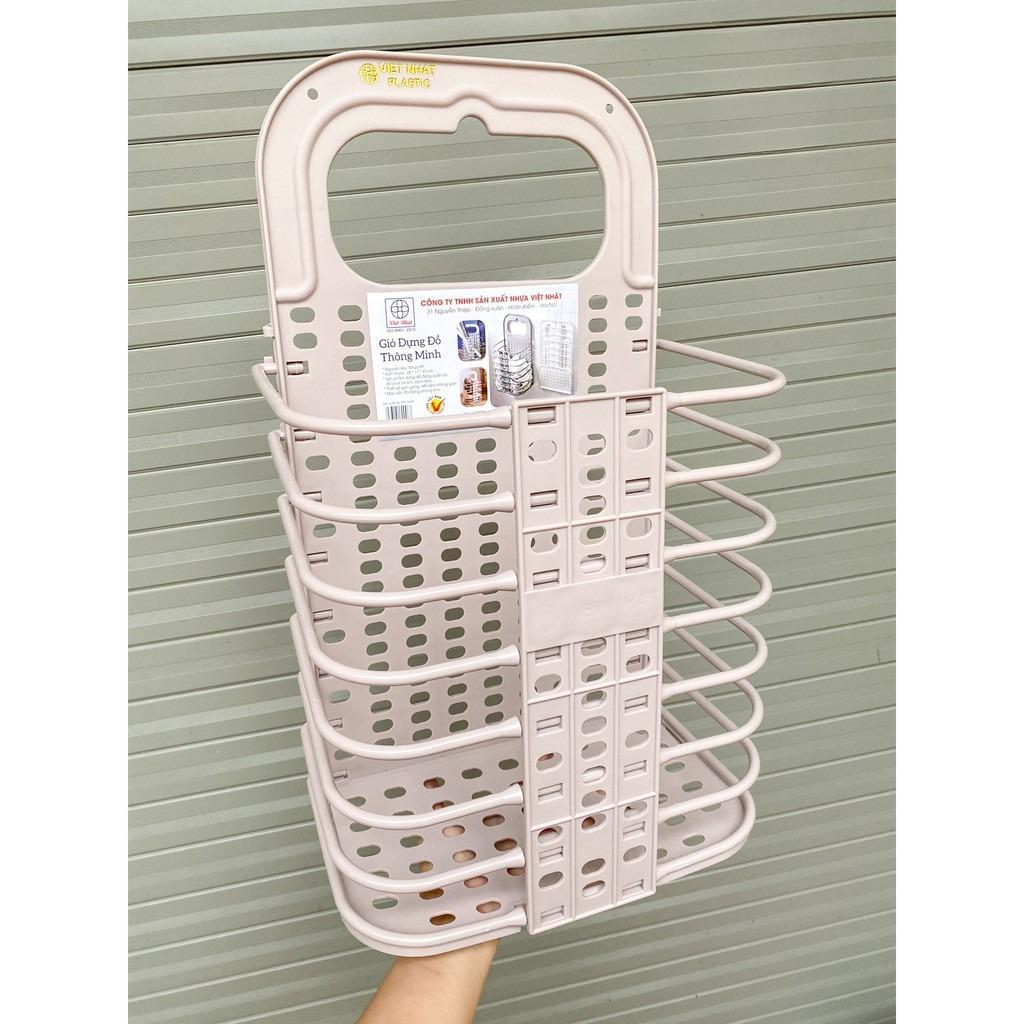 Sọt Đựng Quần Áo Thông Minh Bằng Nhựa Gấp Gọn 3379 tặng kèm móc treo dính tường