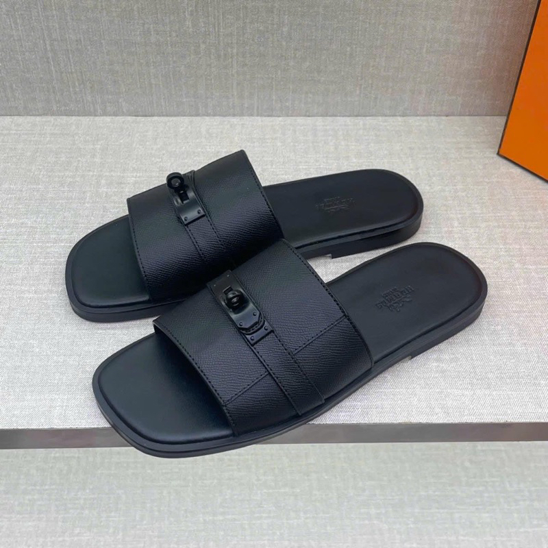 ⚡️[Hight Quality] Dép Quai Ngang HM Sừng Trâu Gabriel Sandal - Da Sần Phối Tag Đen Cao Cấp - Hàng Loại 1 Full Box