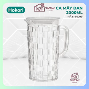 Ca mây đan 2000ml Hokori 6099, Bình đựng nước trong suốt 2L Việt Nhật cao cấp, Bình trà đá, trà chanh nhựa