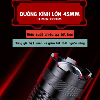 Đèn pin mini siêu sáng XHP50 cầm tay cao cấp pin trâu 26650, đèn pin chiếu xa chống nước bảo hành 6 tháng