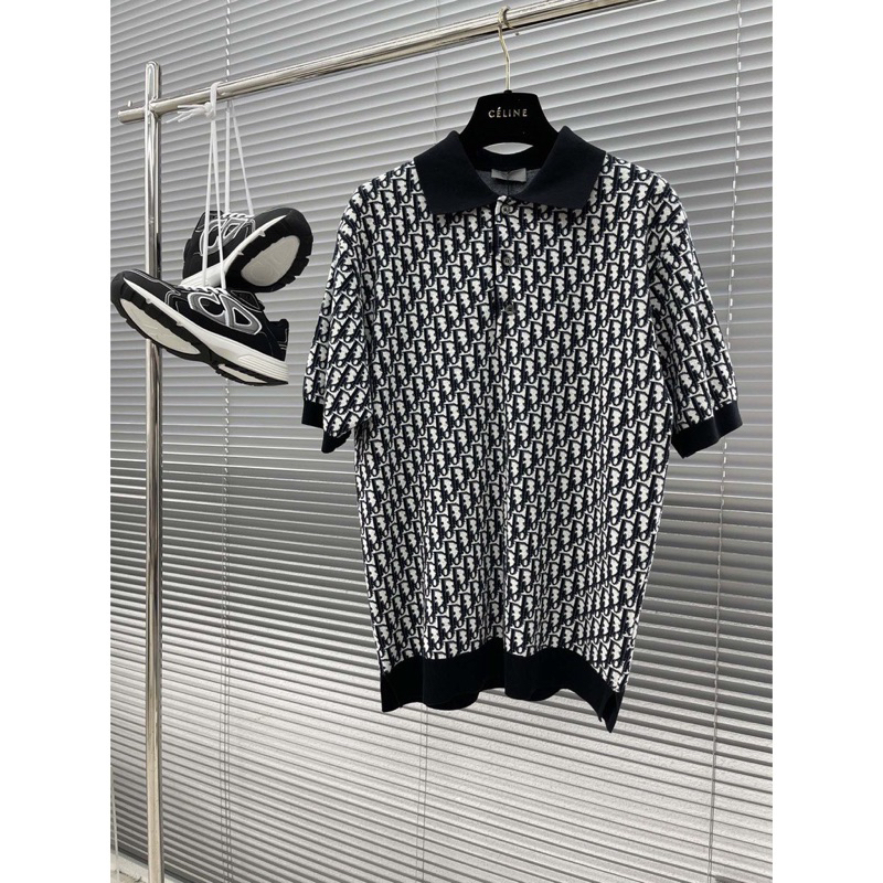 ⚡️[Hight Quality] Áo PoLo Nam Di. Oblique Jacquard - Điểm Nhấn Họa Tiết Monogram Dệt Kim Cao Cấp - QCCC Loại 1