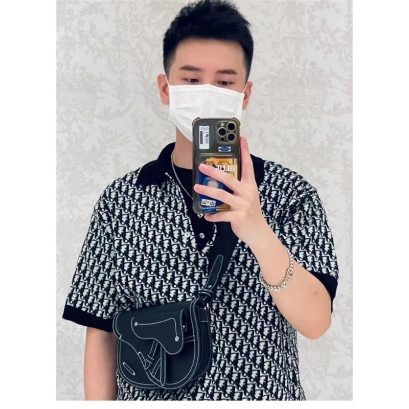 ⚡️[Hight Quality] Áo PoLo Nam Di. Oblique Jacquard - Điểm Nhấn Họa Tiết Monogram Dệt Kim Cao Cấp - QCCC Loại 1