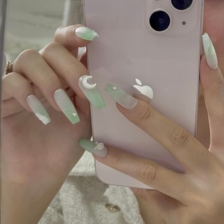 NANTY Nailbox thiết kế ombre xanh lá đính chram M203