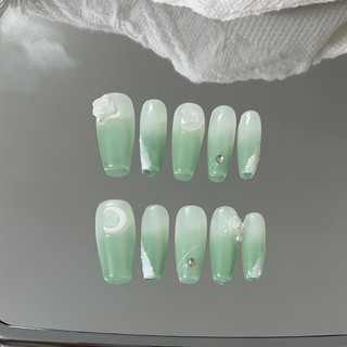 NANTY Nailbox thiết kế ombre xanh lá đính chram M203