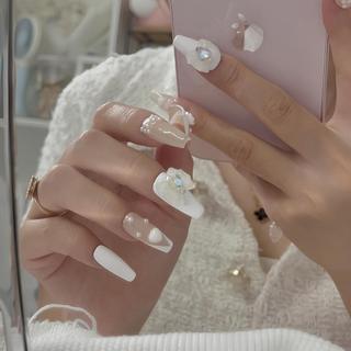 NANTY Nailbox thiết kế ombre xanh lá đính chram M204