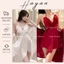 HT489 Set váy ngủ và áo choàng phối ren hình bướm kèm ĐỆM LÓT, đồ ngủ lụa tôn dáng HT489 (69+202)