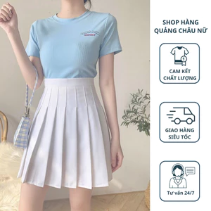 Chân váy xếp ly tennis, Chân váy tennis ngắn xếp ly hàng quảng châu cao cấp, lưng cao xòe vải tuyết mưa